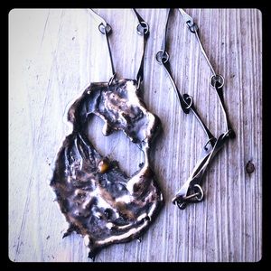 Brutalist sterling silver necklace